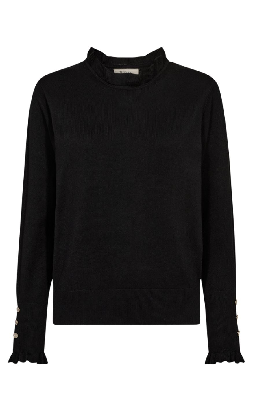Freequent Pullover Katie Frill Black
