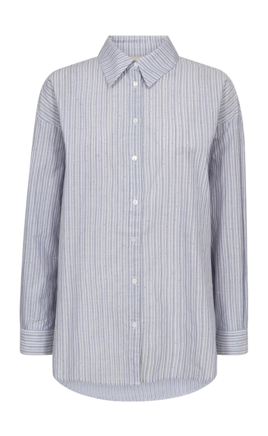 Freequent Skjorte Feline Chambray Blue    Off-white