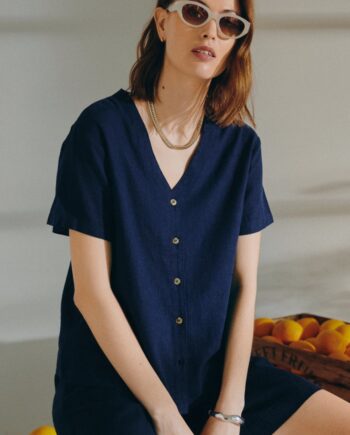 Freequent Skjorte Lava Ss  -neck Navy Blazer