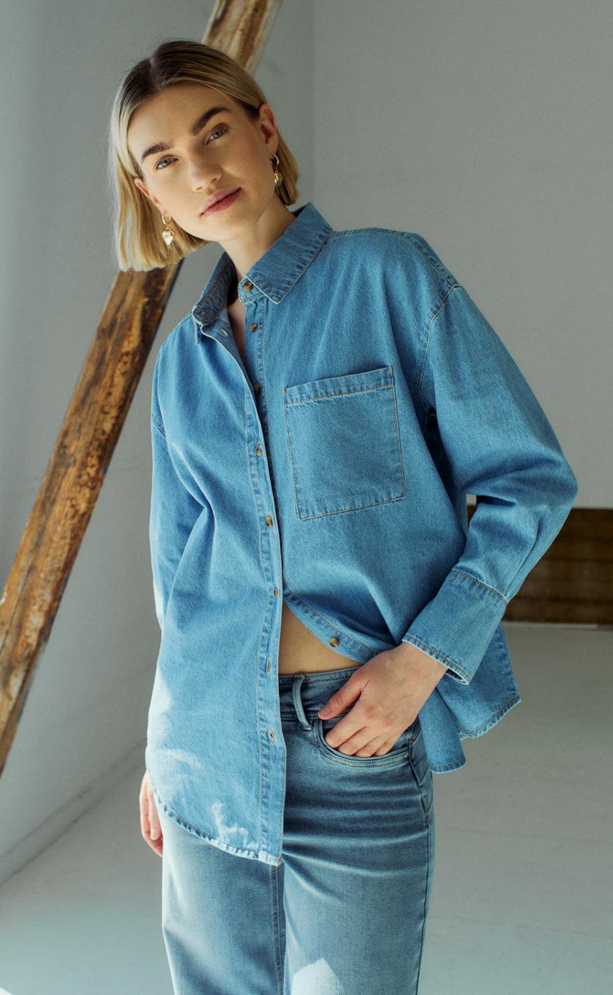 Freequent Skjorte Lisea Light Blue Denim