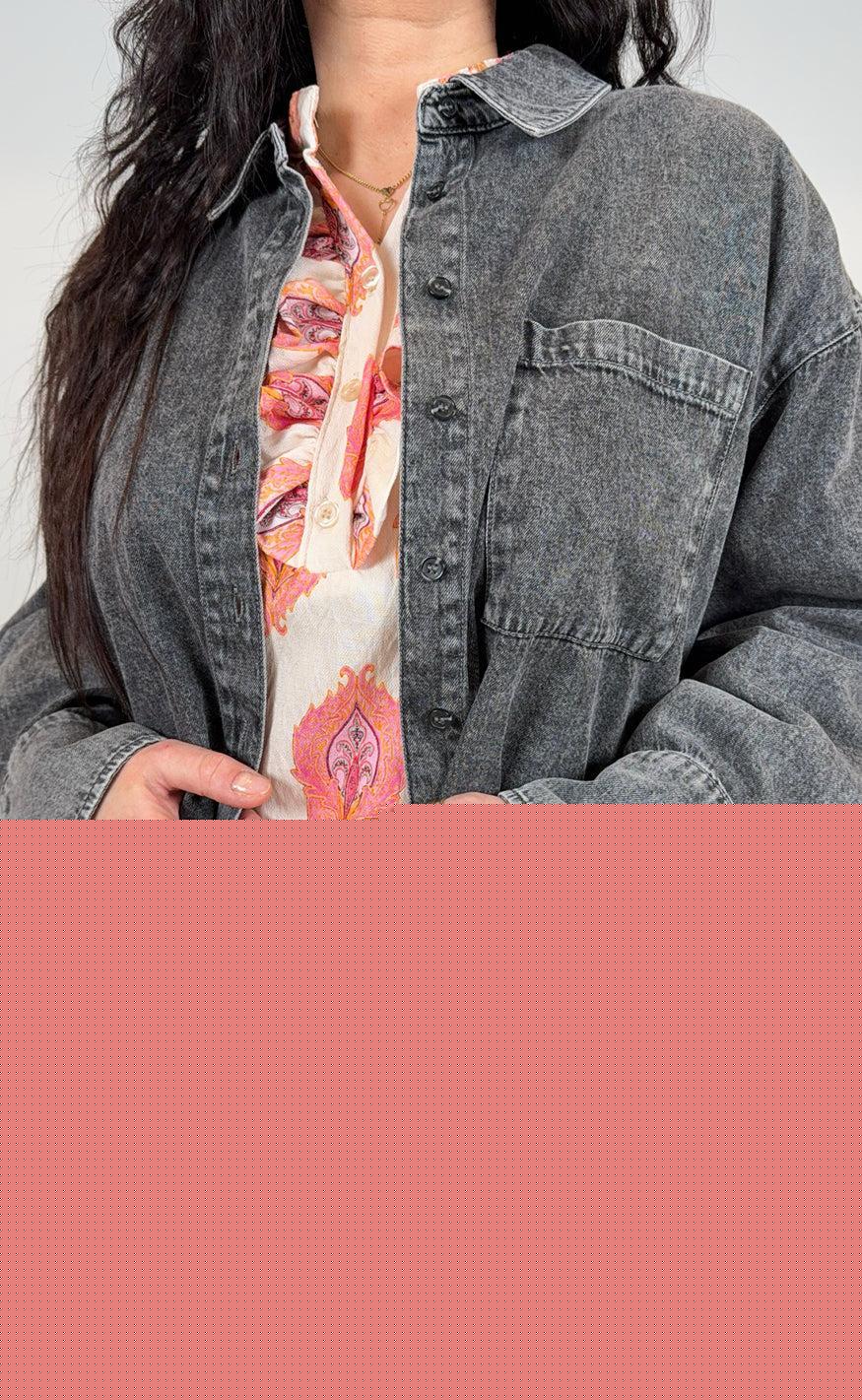 Freequent Skjorte Lisea Vintage Grey Denim