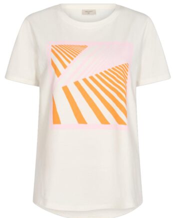Freequent  -shirt Fenjal Off White    Flame Orange