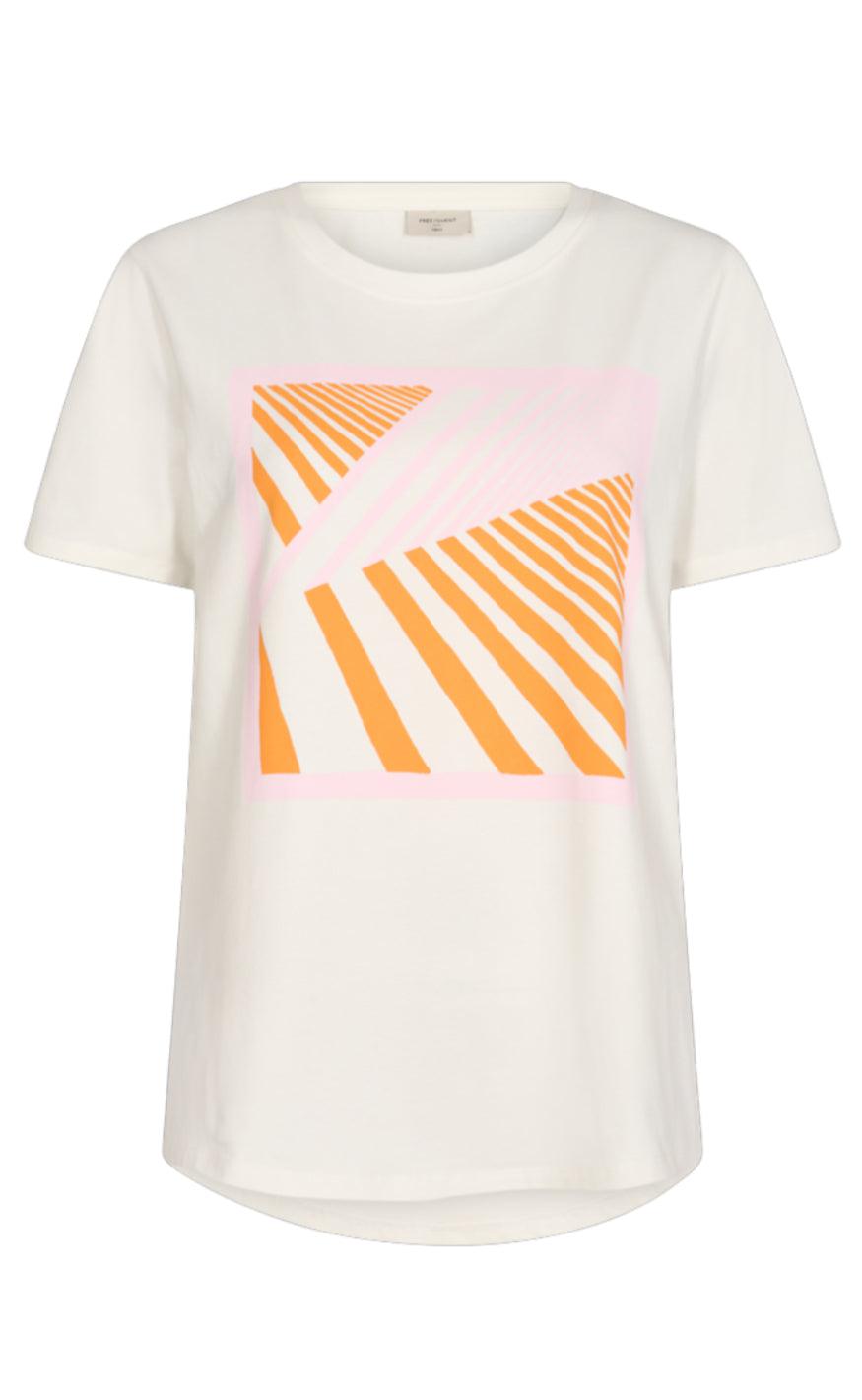 Freequent  -shirt Fenjal Off White    Flame Orange