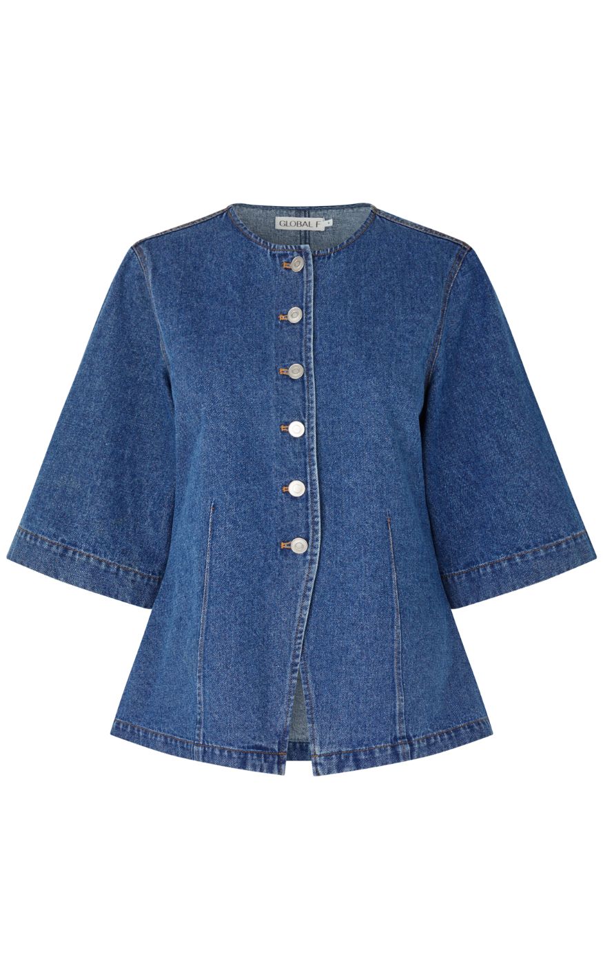 Global Funk Bluse Lila-  Vintage Blue Wash