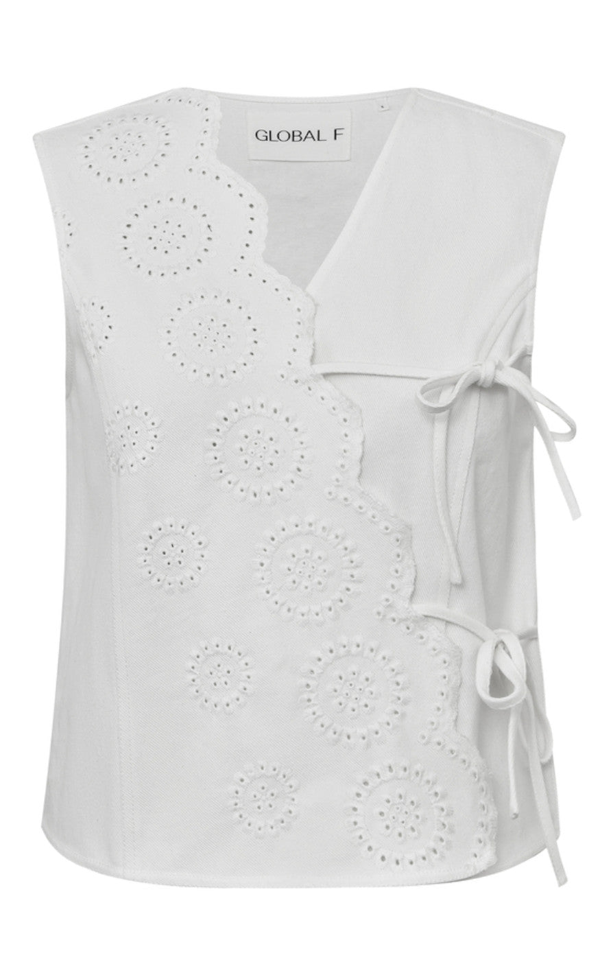 Global Funk Top Ciana Scallop-  White