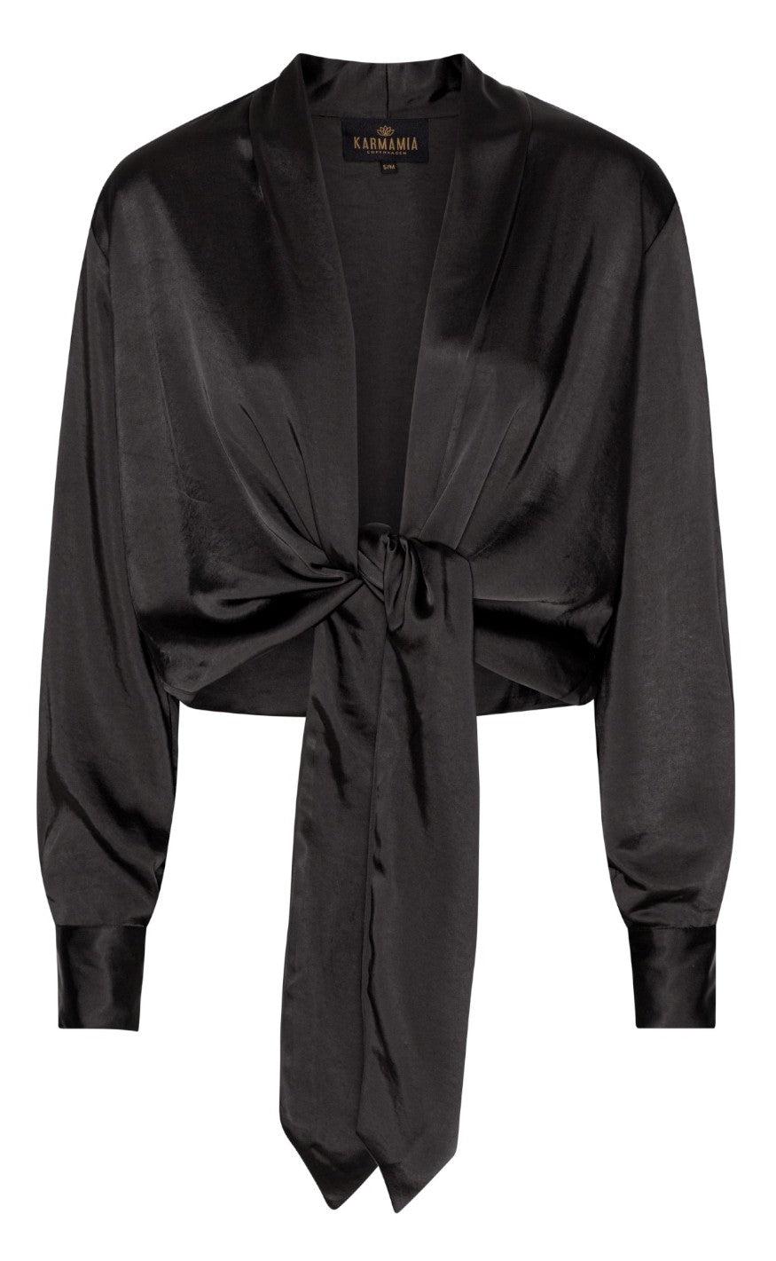 Karmamia Copenhagen Bolero   Bluse Wrap Black Rich Satin