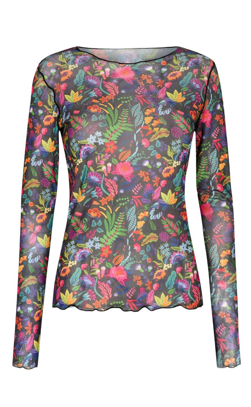 Liberte Bluse Mesh Colorful Forrest Black