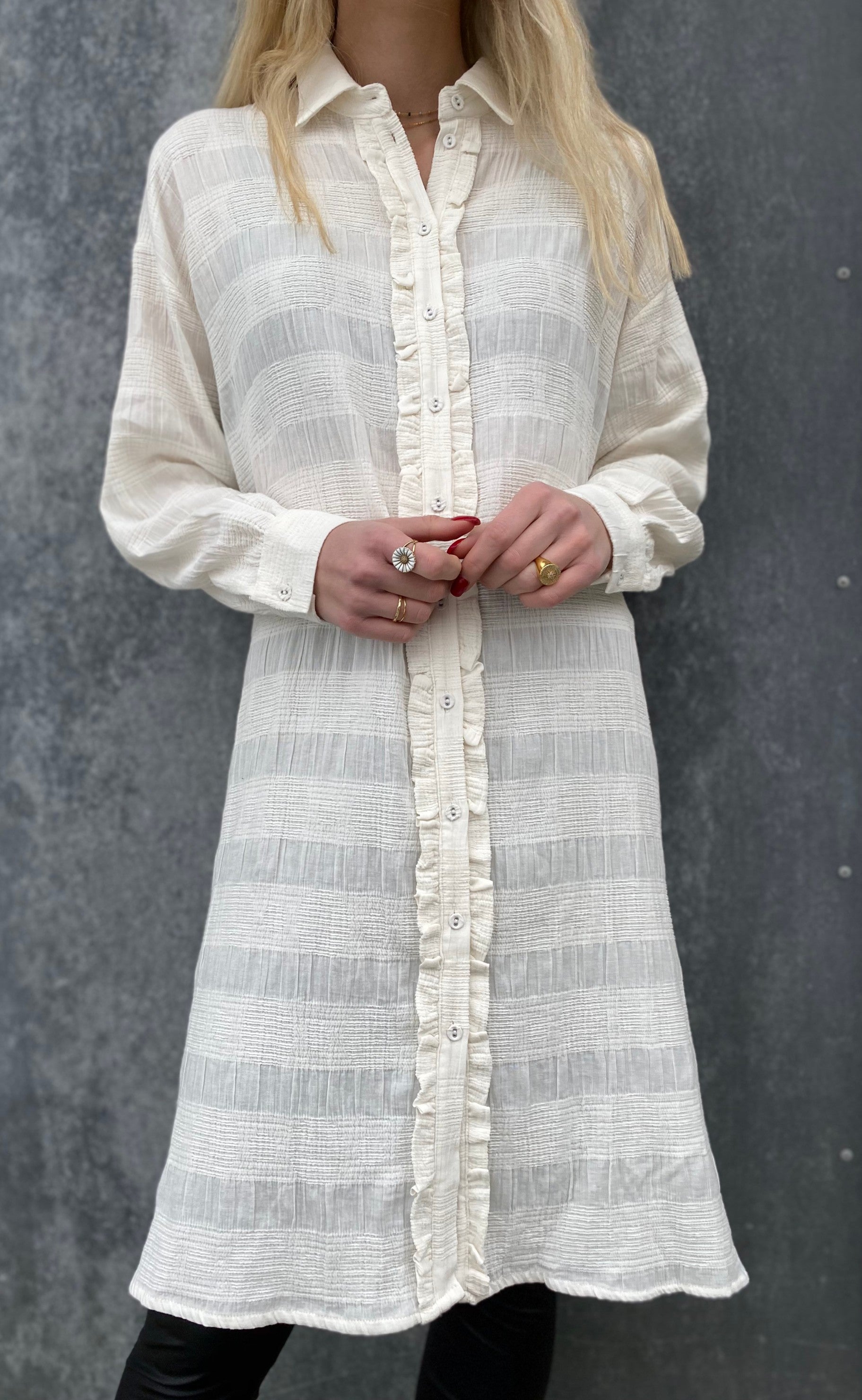 Love   Divine Skjortekjole Love500-  Cream Dot