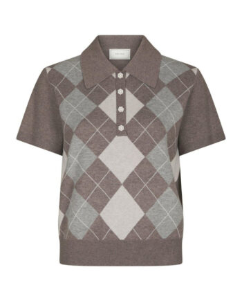 Neo Noir Bluse Gia Check Dark Taupe