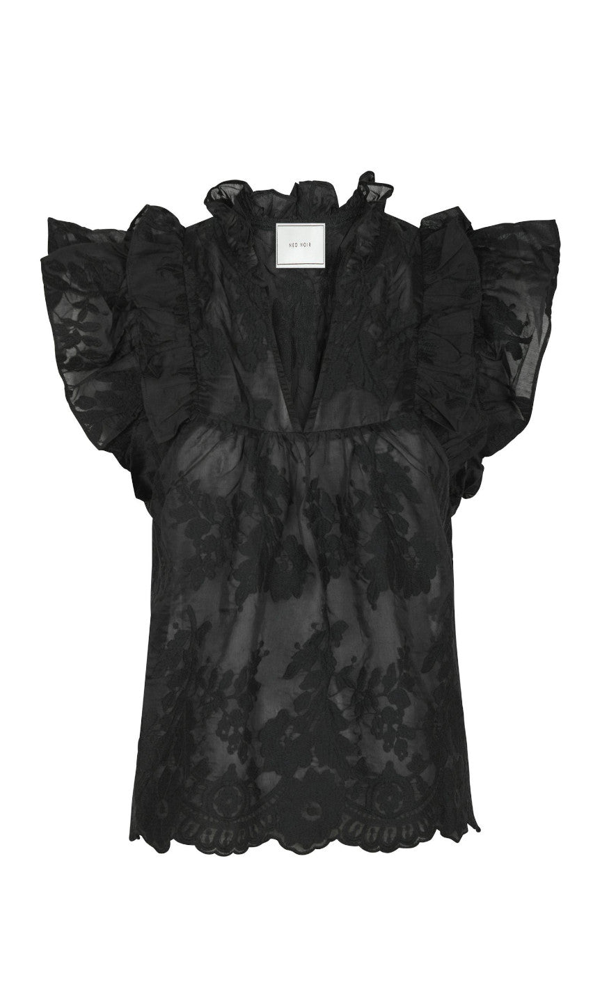 Neo Noir Top Jayla Big Embroidery Black