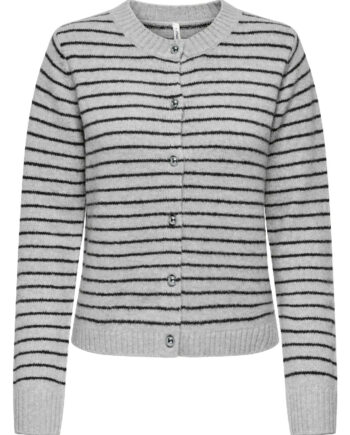Only Cardigan Chester Ls Light Grey Melange Black Silver Button
