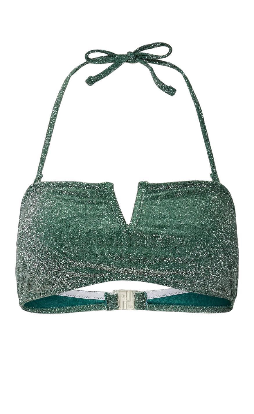 Pieces Bikini Overdel Bling Dark Green Silver Lurex
