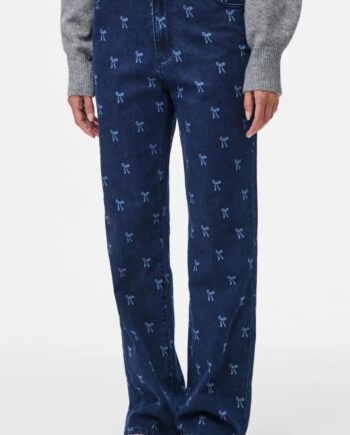 Pieces Bukser Malume Hw Dark Blue Denim