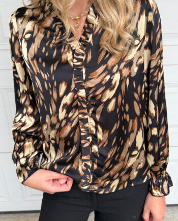 Say Ina Copenhagen Bluse Catja Black Brown Print