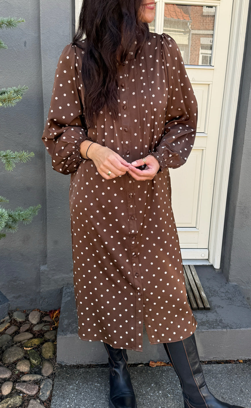 Say Ina Copenhagen Kjole Liara Dark Brown    White Dots