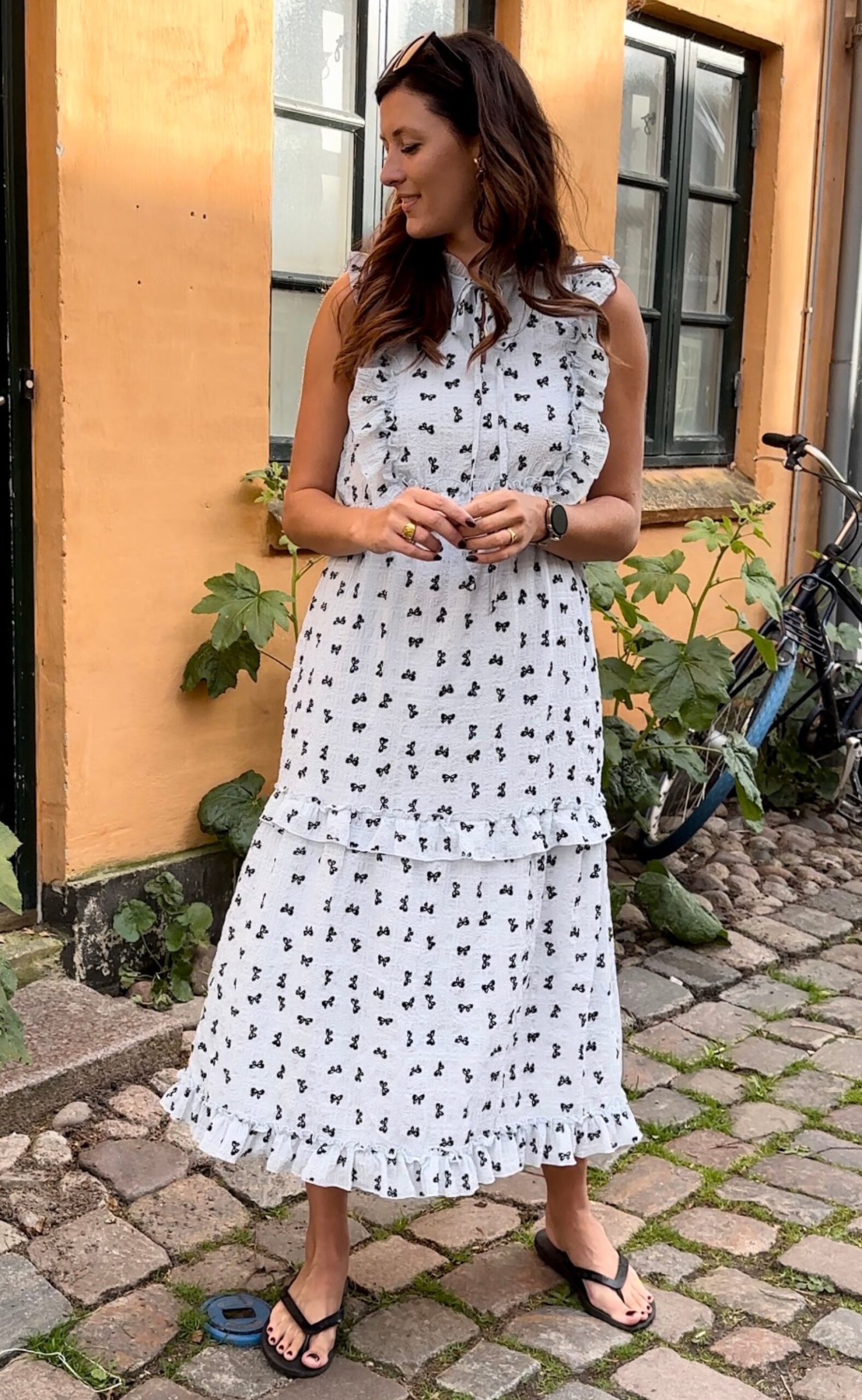 Say Ina Copenhagen Kjole Lilja Bow Dress Light Blue Black Bows