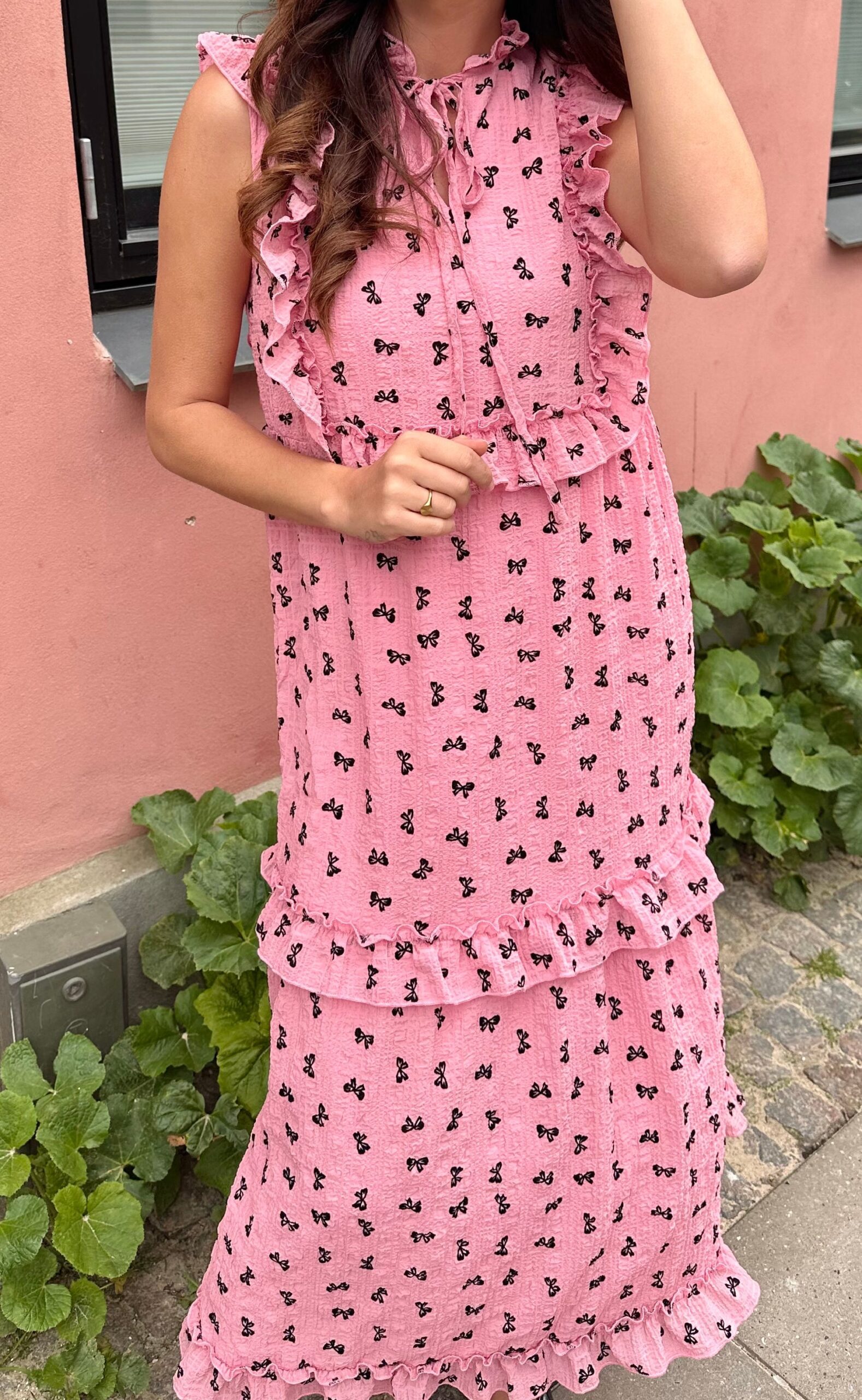 Say Ina Copenhagen Kjole Lilja Bow Dress Pink Black Bows