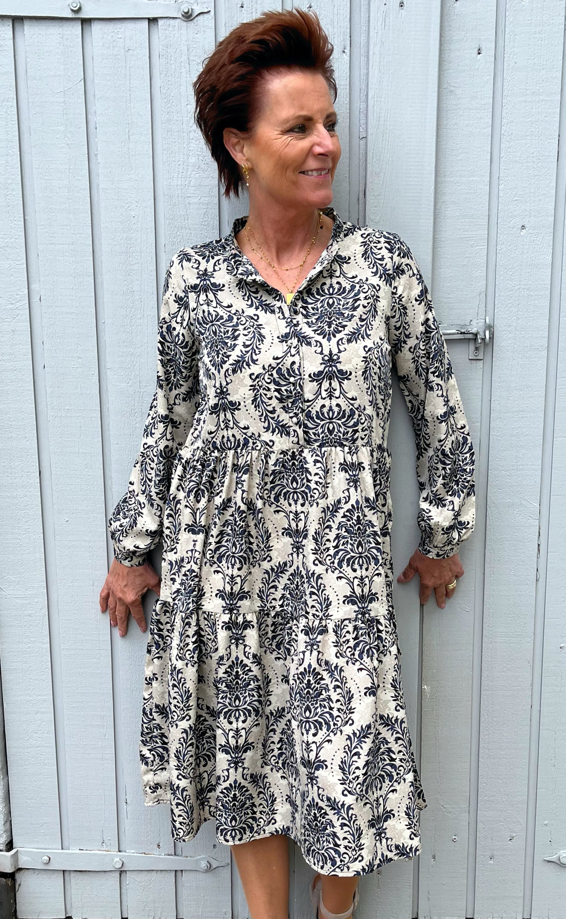 Say Ina Copenhagen Kjole Maiken Creme   Blue Paisley