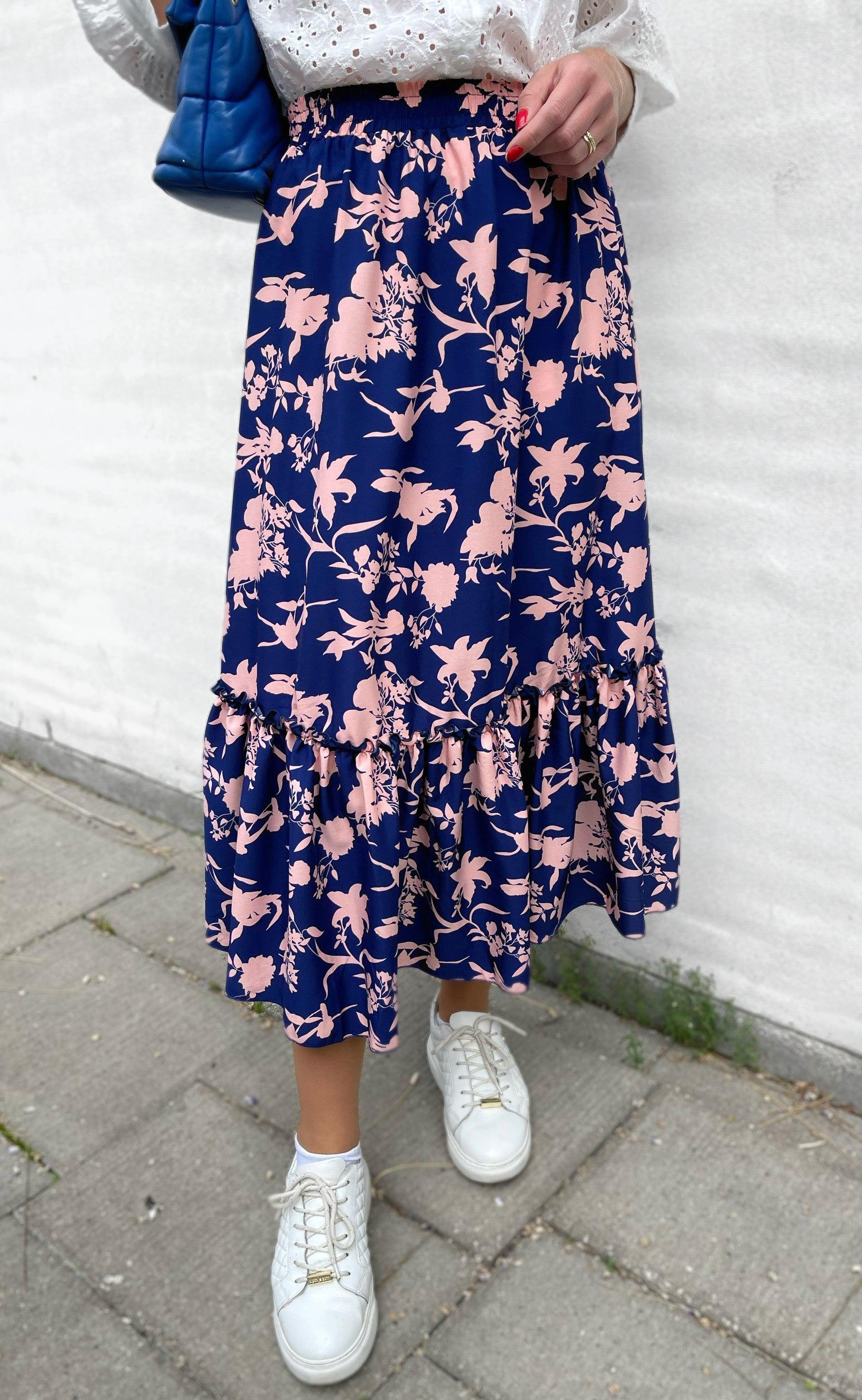 Say Ina Copenhagen Nederdel Hanna Navy   Rose Flower