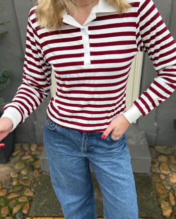 Say Ina Copenhagen Polo   Bluse Pamela Bordeaux Striped