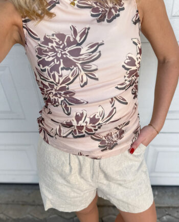 Say Ina Copenhagen Top Martina Mesh Brown Flower