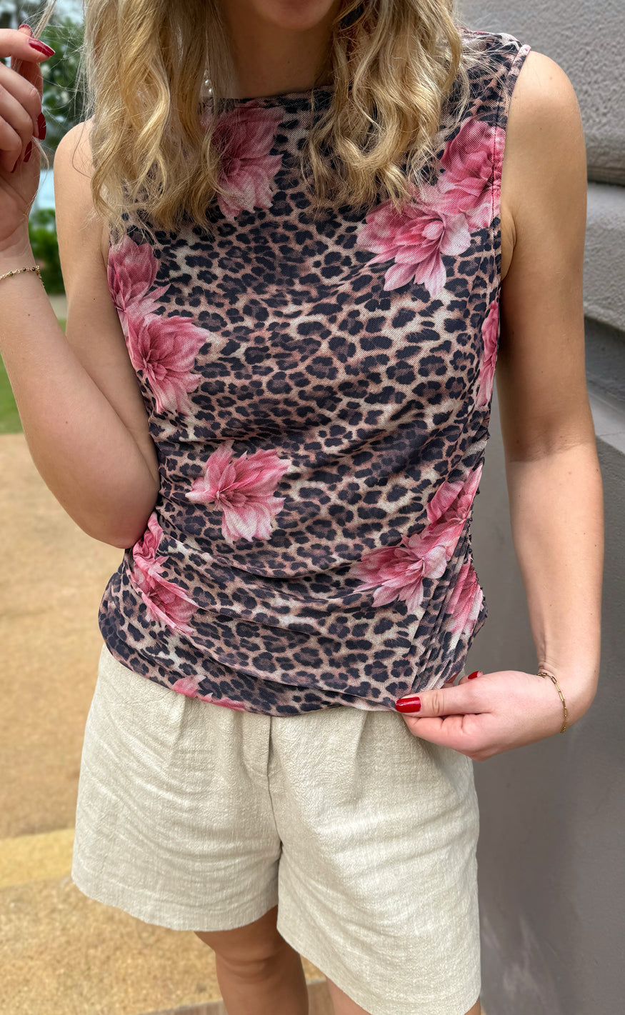 Say Ina Copenhagen Top Martina Mesh Leopard   Flower