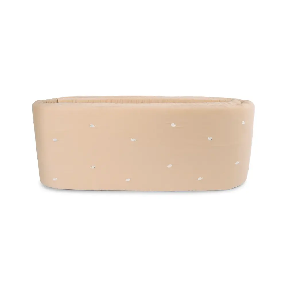 Sengerand Warm Grey Med Broderet Christian Hval