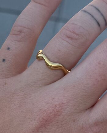 Smykkeli Copenhagen Ring Big Wave Golden Colour