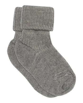 Uld Ankelstrømpe   Rib 491-grey 15 16