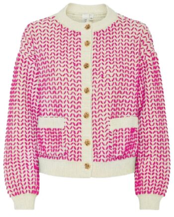 Yas Cardigan Gea Birch Fuchsia Fedora