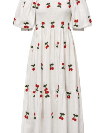 -view Kjole Cheri Fruit White    Cherry