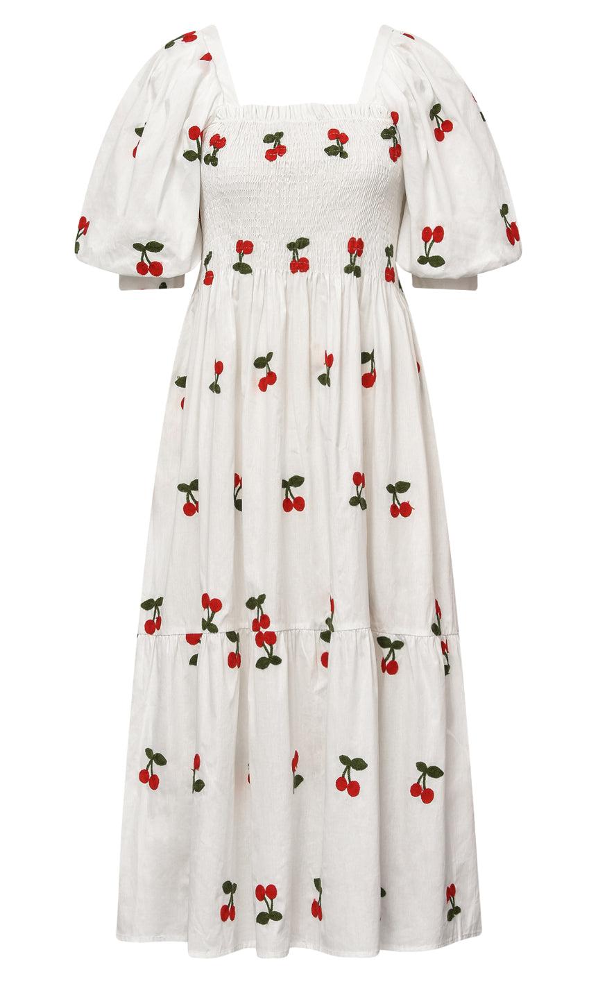 -view Kjole Cheri Fruit White    Cherry
