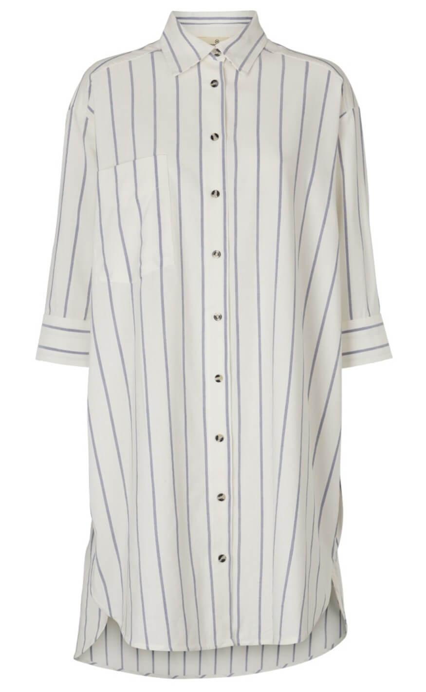Basic Apparel Skjortekjole Nora New Stripe Off Navy