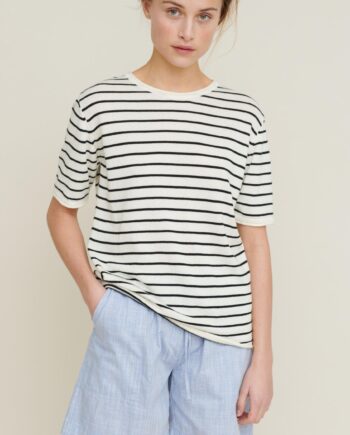 Basic Apparel  -shirt Soya Stripe Whisper White   Black