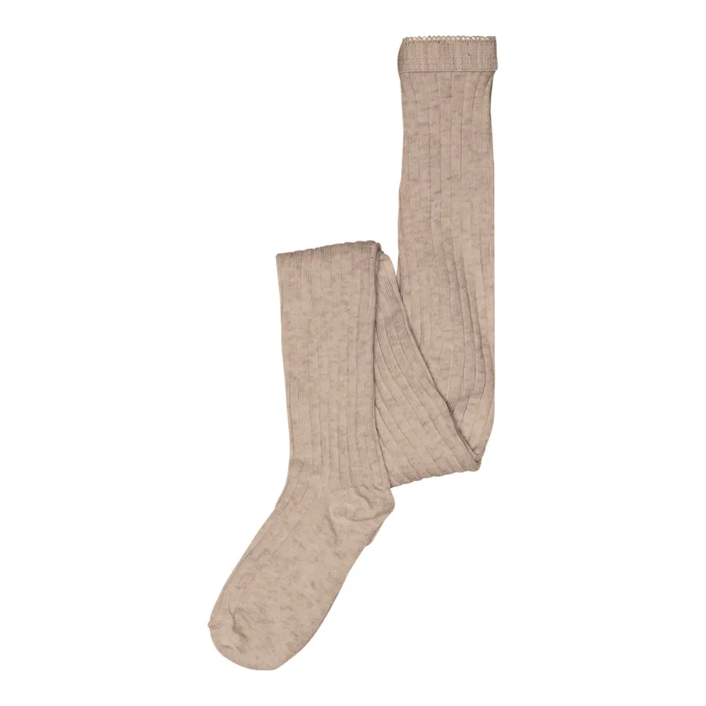 Basic Rib Strømpebuks Light Brown Melange 90