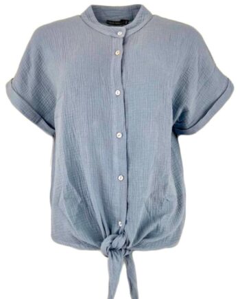 Black Colour Bluse Dune Tie Lt  Blue