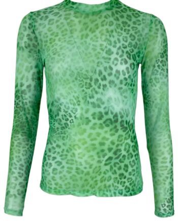 Black Colour Bluse Florence Mesh Green Leo