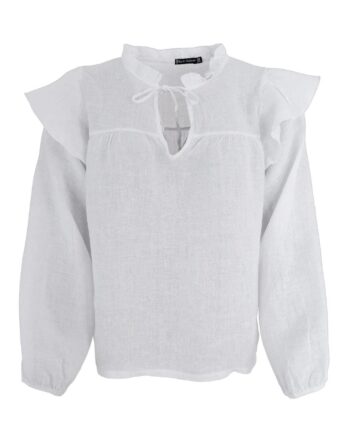 Black Colour Bluse Melina Frill White