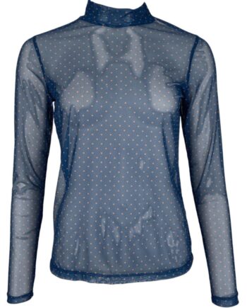 Black Colour Bluse Milano Mesh Navy Dot