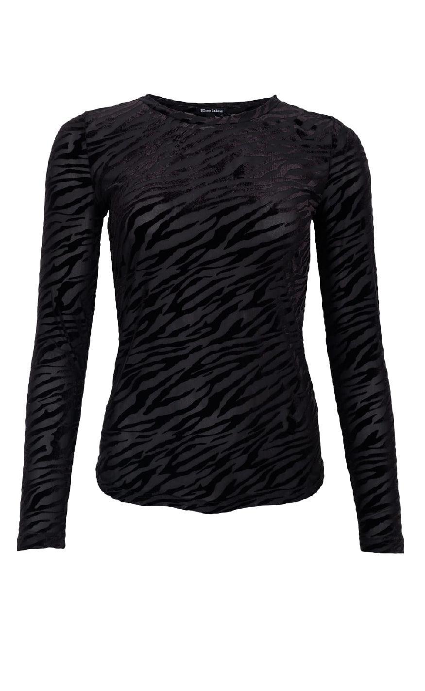 Black Colour Bluse Zenia Mesh Black