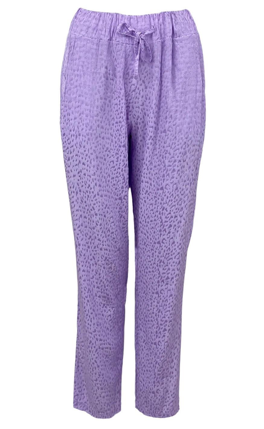 Black Colour Bukser Leonora Satin Lavender