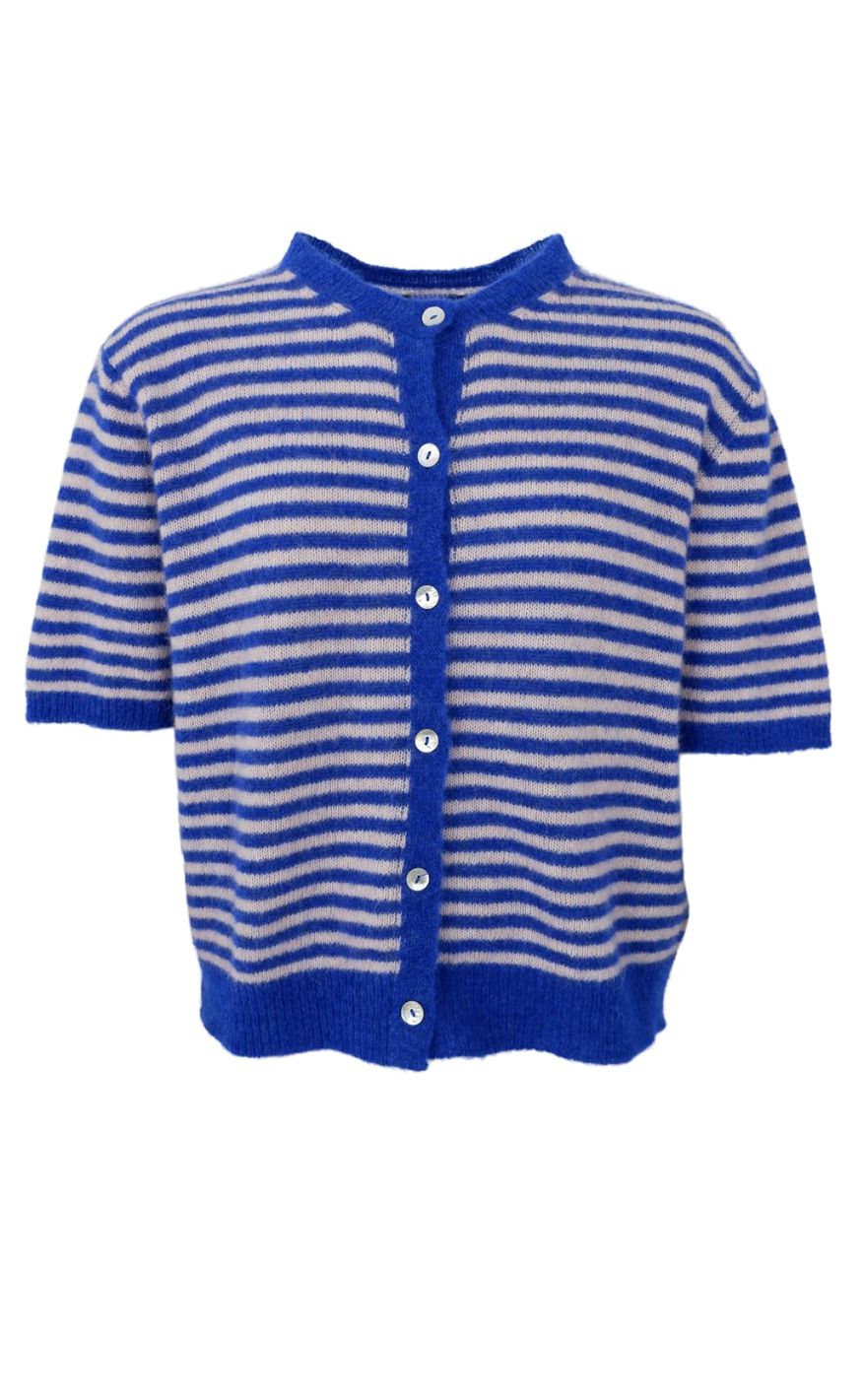 Black Colour Cardigan Dell Striped Ss Blue