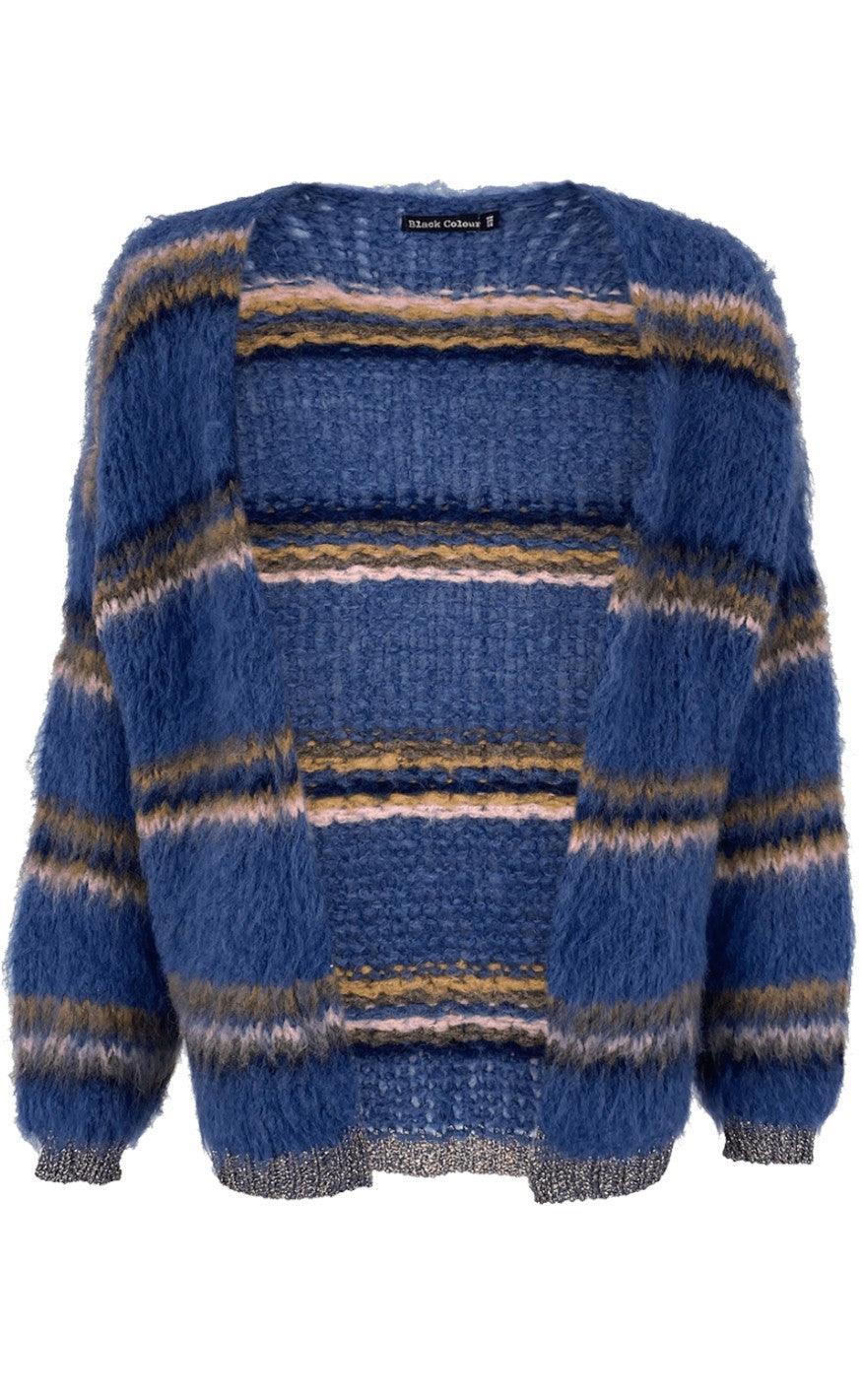 Black Colour Cardigan Tailor Brushed Blue