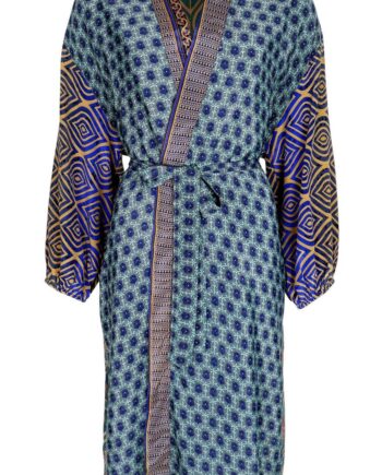 Black Colour Kimono Luna Long Kimono Blue Jewel Mix