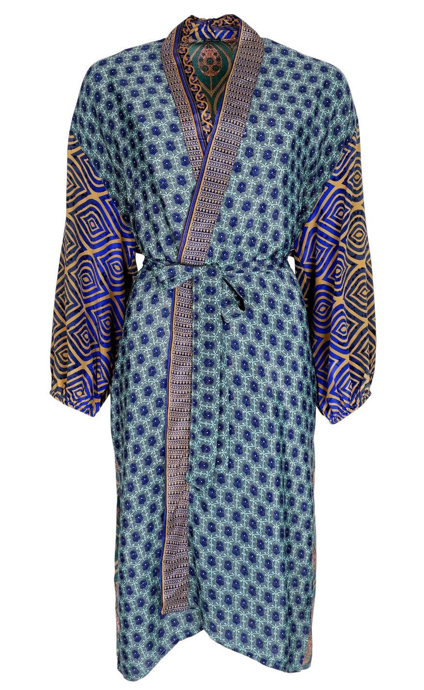 Black Colour Kimono Luna Long Kimono Blue Jewel Mix