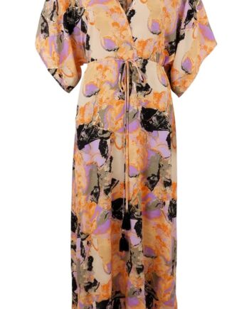 Black Colour Kjole Luna Long  -neck Orange Marble
