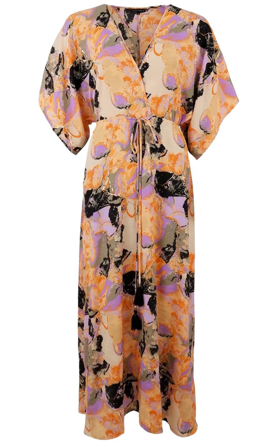 Black Colour Kjole Luna Long  -neck Orange Marble