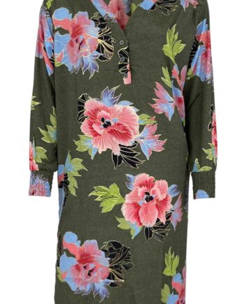 Black Colour Skjortekjole Luna Kaftan Floral Army