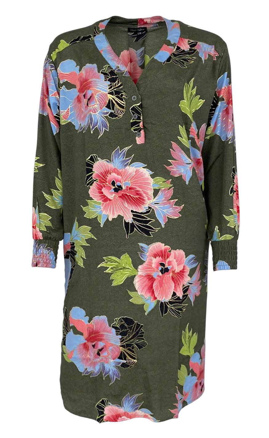 Black Colour Skjortekjole Luna Kaftan Floral Army