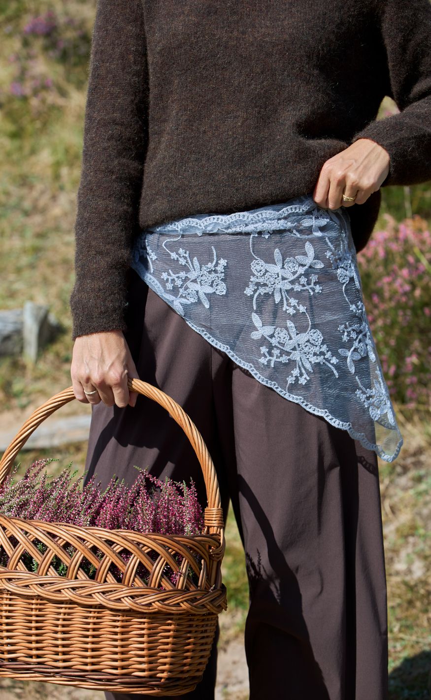 Black Colour Tørklæde Miriana Lace Grey Blue